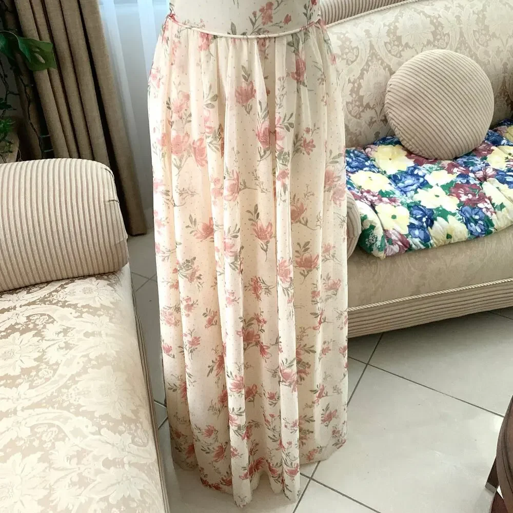 NEW City Studio Floral Dot Corset Maxi Gown in Light Yellow